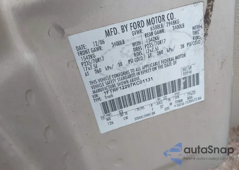 2007 Ford F-150 Stx/Xl/Xlt z USA, uszkodzony, nr VIN 1FTRF12297KC01131